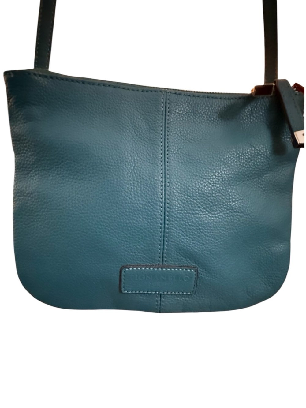 Tignanello Teal Blue Leather Crossbody Purse Organizer Coastal Preppy - Picture 3 of 13